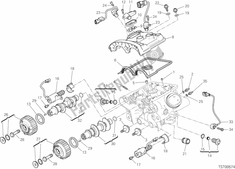 Toutes les pièces pour le Culasse Verticale - Calage du Ducati Diavel Xdiavel USA 1260 2019